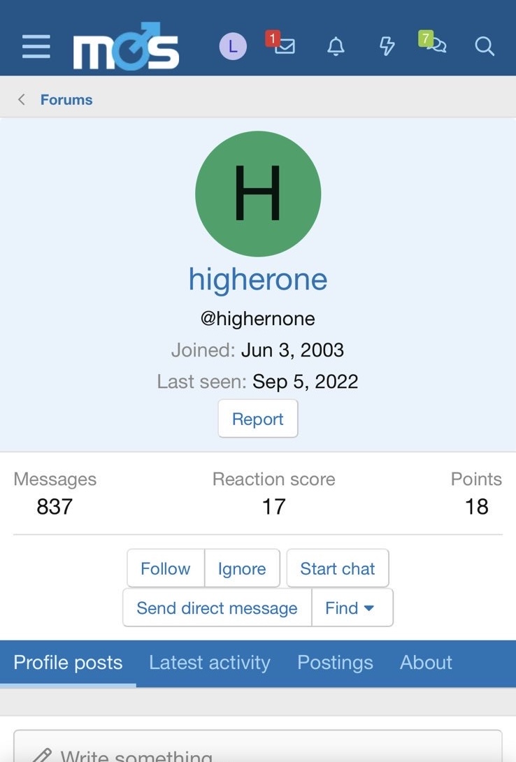 Bob Merski's MattersOfSize.com online profile under the username "higherone" where he posted from 2003 through 2022. 

Since 2022, Bob has used site founder Michael Salvini's administrative account (and still does) after Salvini became sick.