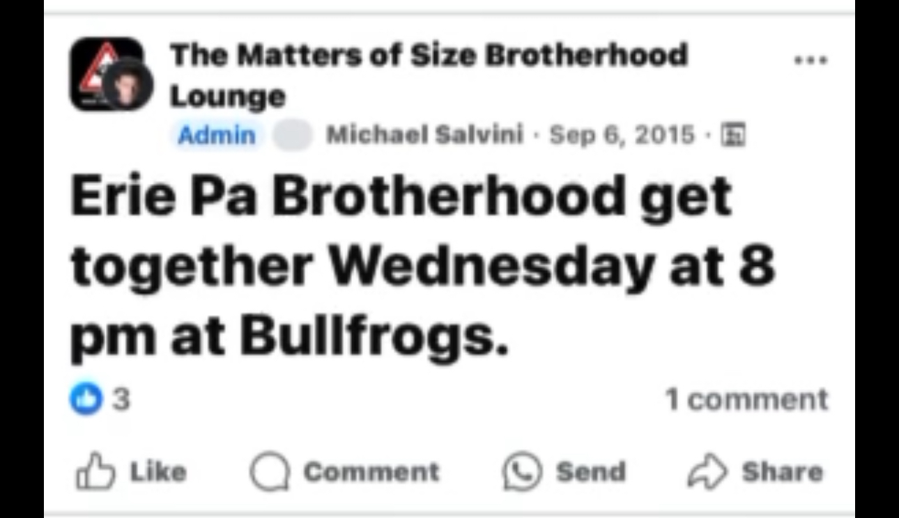 Bob Merski's penis enlargement group held in-person meetings at Bullfrogs bar on Peach Street in Erie