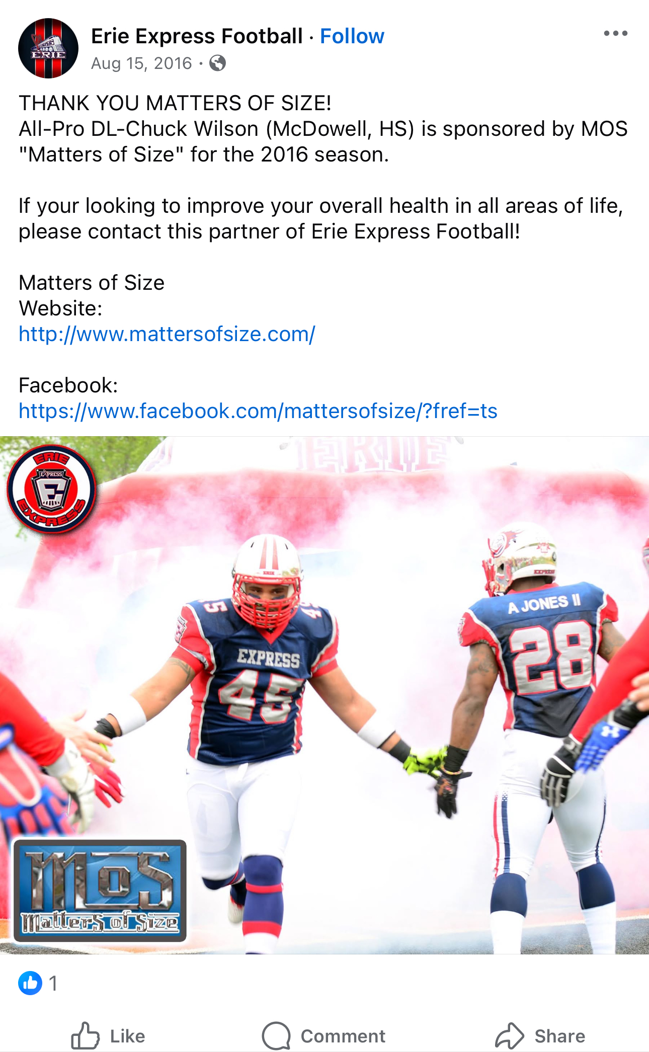 Bob Merski's penis enlargement group "Matters of Size" sponsored a local sporting event in 2016